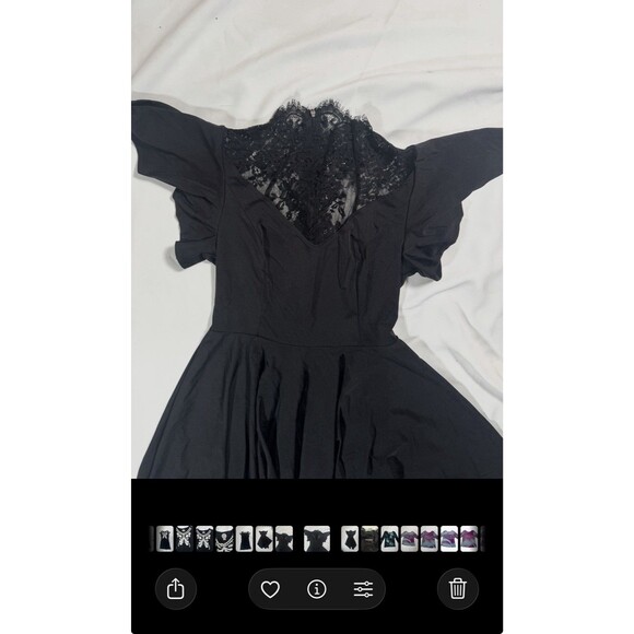 Whimsigoth Gothic Lace Handkerchief Hem Dress Witchy Dark Academia Flutter Goth - Picture 5 of 5